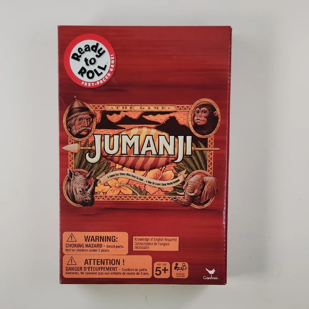 JUMANJI NWT Portable Board Game For Ages 5+, 2 Players, 2019, Cardinal/Columbia